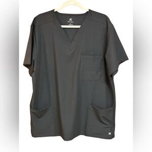Kalea Black V-Neck Men’s Scrub Top Patch Pockets NWOT XL